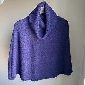 Navy Poncho Soft Sweater w/Turtleneck EUC